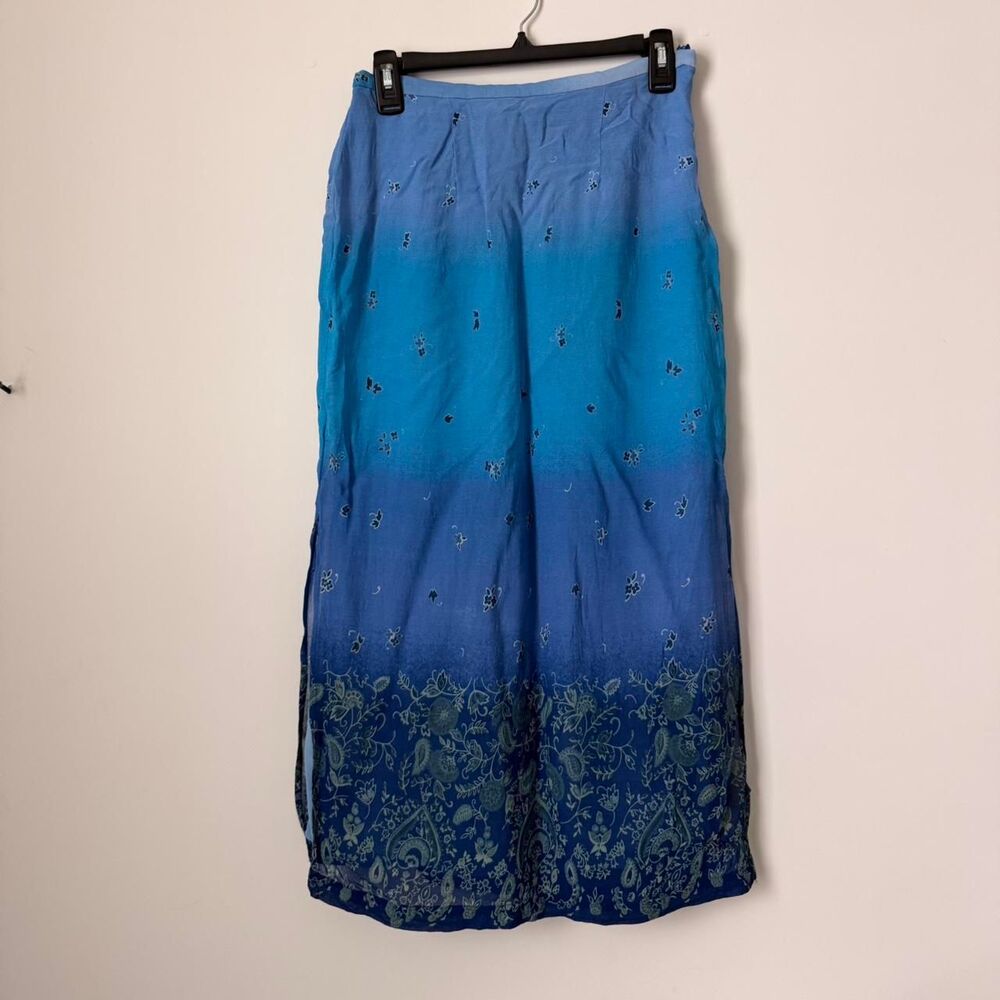 Vintage Ocean Blue Paisley Boho Maxi Skirt Requirements Size PM